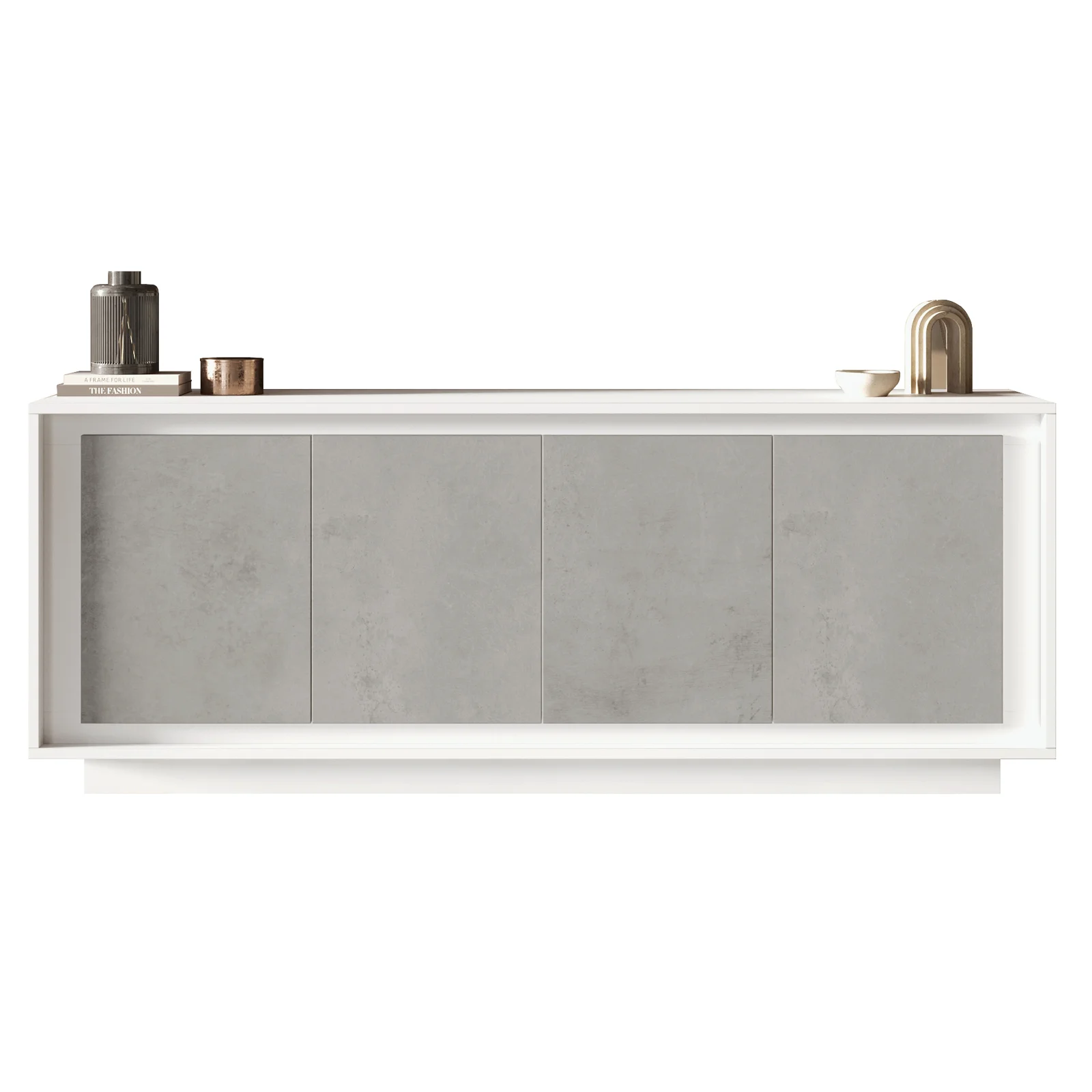 APARADOR MILORD 4 PUERTAS ESTANTES BLANCO CEMENTO 205CM - 4
