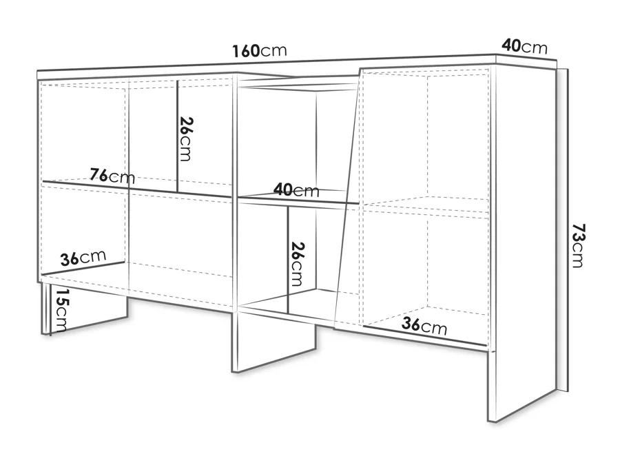 APARADOR FUMMY 3 PUERTAS Y ESTANTES COLOR CAPRI 160CM - 8