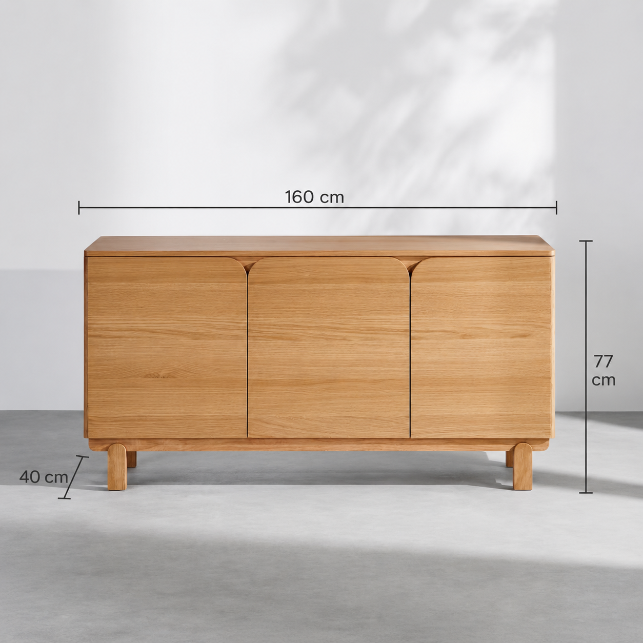 APARADOR FALUN 3 PUERTAS ESTANTES INTERNOS ROBLE 160X77CM - 6