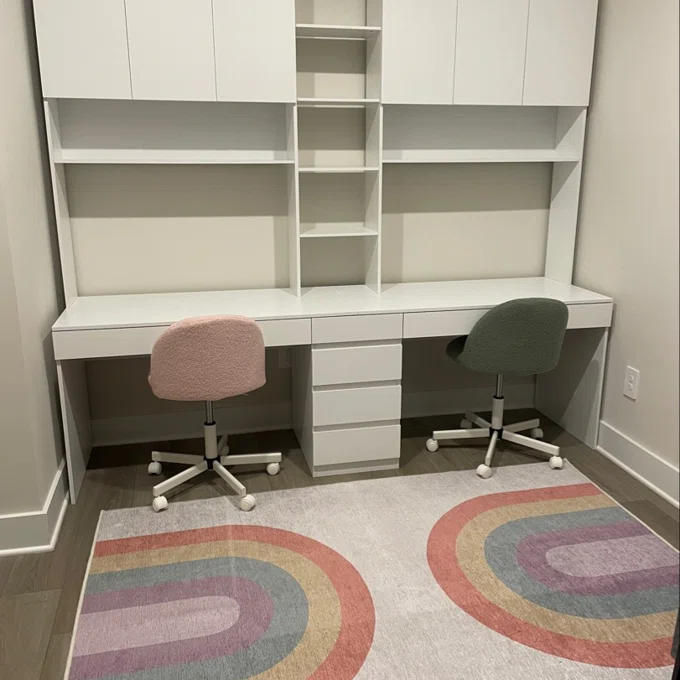 ESCRITORIO DOBLE CASHEL 6 CAJONES CON ESTANTE ALTO BLANCO 240CM - 9