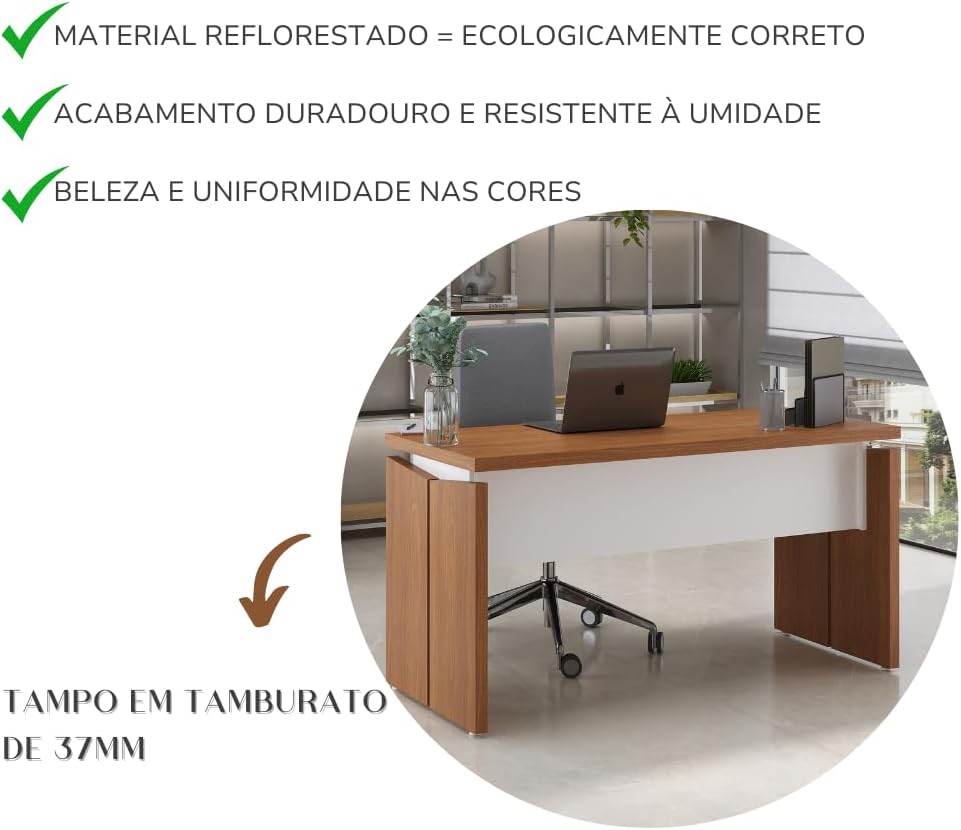ESCRITORIO EJECUTIVO ALESSE CEDRO Y BLANCO 145CM - 8