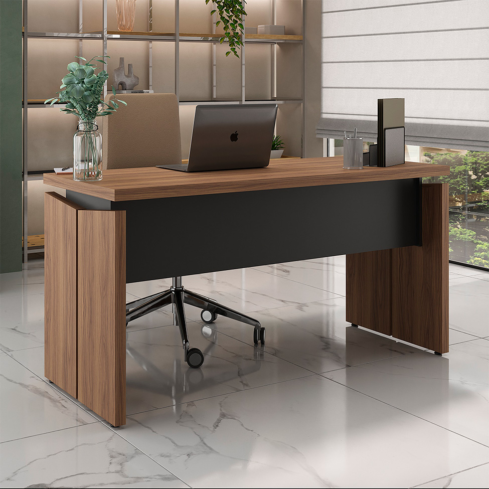 ESCRITORIO EJECUTIVO ALESSE CEDRO Y NEGRO 145CM - 1
