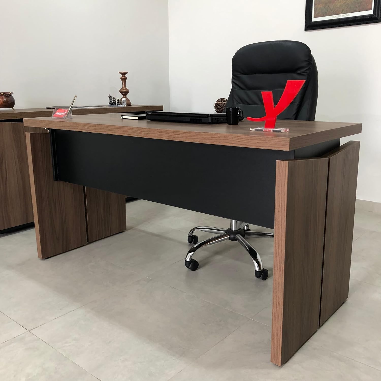 ESCRITORIO EJECUTIVO ALESSE CEDRO Y NEGRO 145CM - 2