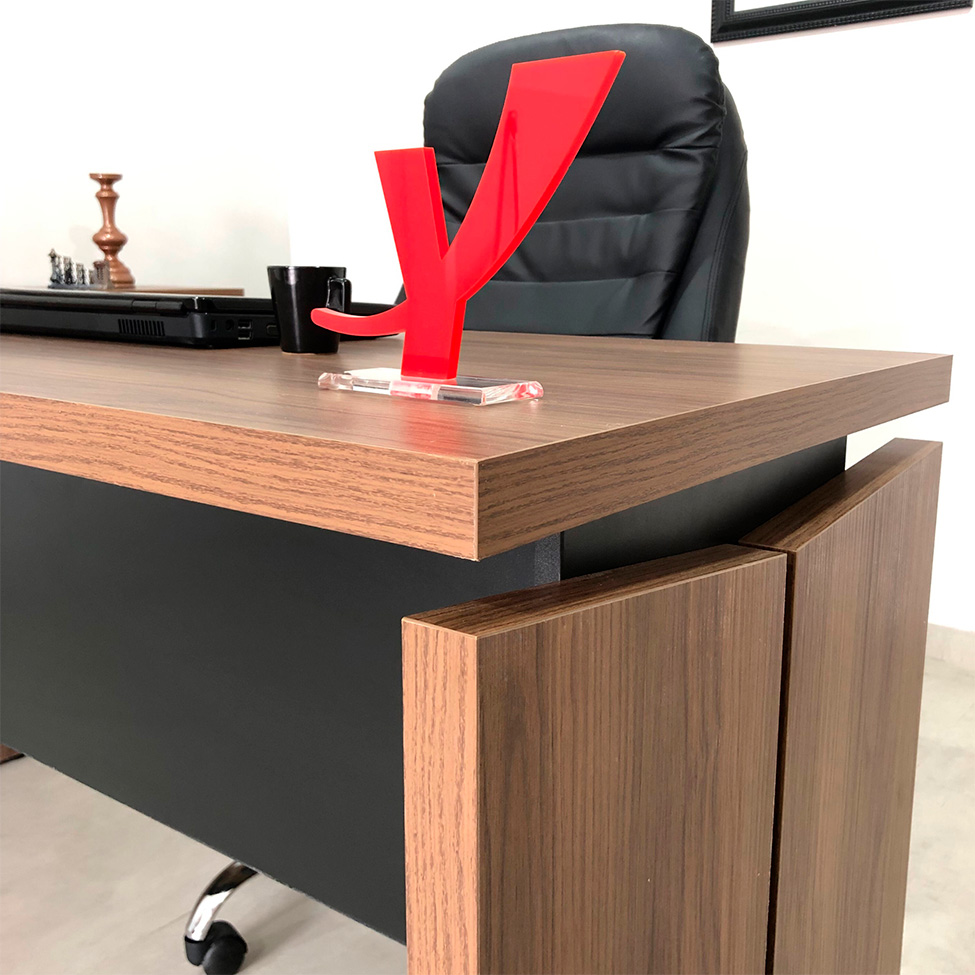 ESCRITORIO EJECUTIVO ALESSE CEDRO Y NEGRO 145CM - 3