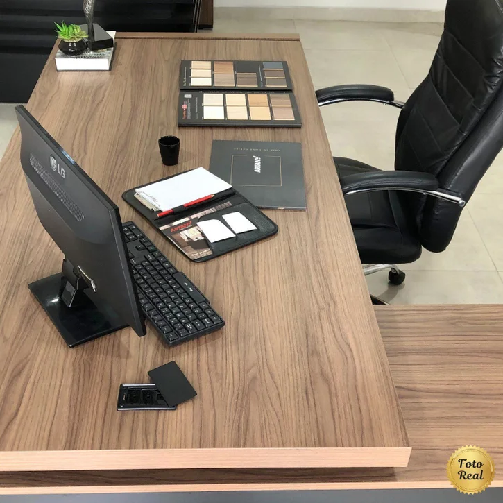 ESCRITORIO EJECUTIVO EN L GOREY DE OFICINA CON GABINETE ROBLE 202CM - 3
