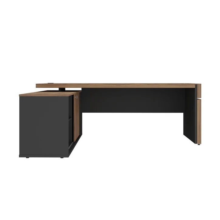 ESCRITORIO EJECUTIVO EN L GOREY DE OFICINA CON GABINETE ROBLE 202CM - 5