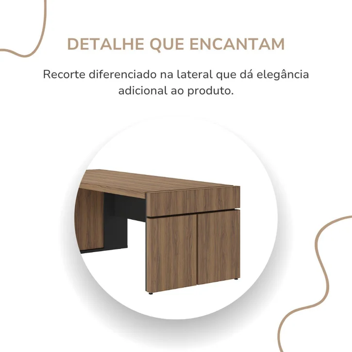 ESCRITORIO EJECUTIVO EN L GOREY DE OFICINA CON GABINETE ROBLE 202CM - 8