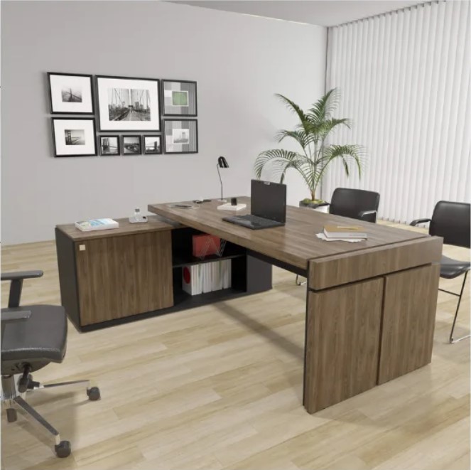 ESCRITORIO EJECUTIVO EN L GOREY DE OFICINA CON GABINETE 202CM - 4