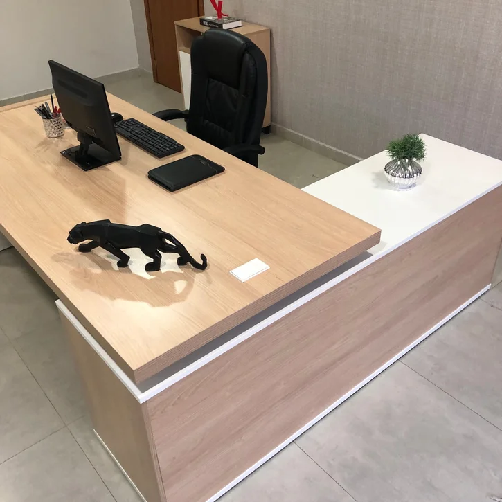 ESCRITORIO EJECUTIVO EN L GOREY DE OFICINA ROBLE BLANCO 202CM - 3