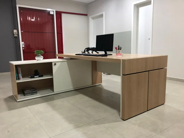 ESCRITORIO EJECUTIVO EN L GOREY DE OFICINA ROBLE BLANCO 202CM - 4