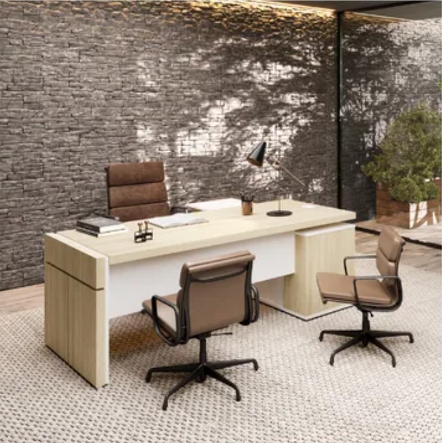ESCRITORIO EJECUTIVO EN L GOREY DE OFICINA ROBLE BLANCO 202CM - 6