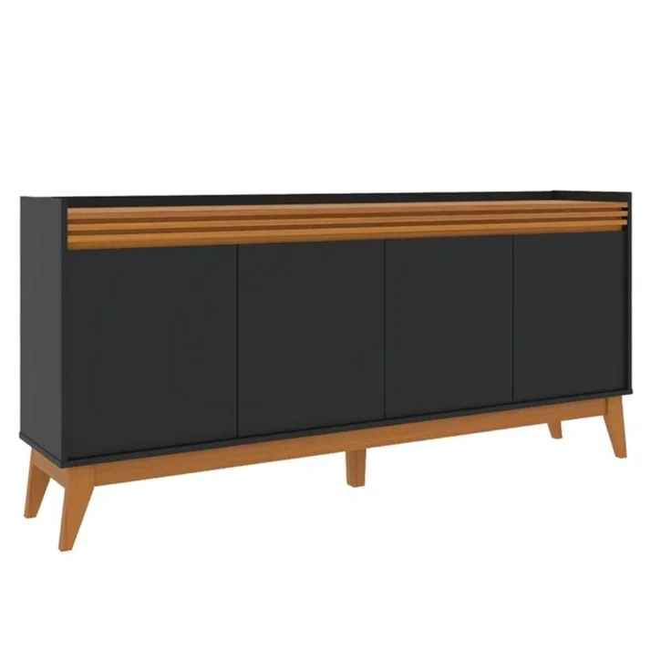 APARADOR VERILA 4 PUERTAS ESTANTES NEGRO CEDRO 180CM - 3