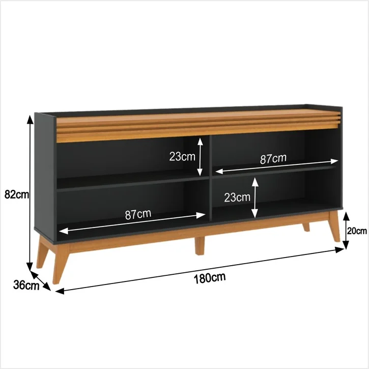 APARADOR VERILA 4 PUERTAS ESTANTES NEGRO CEDRO 180CM - 7