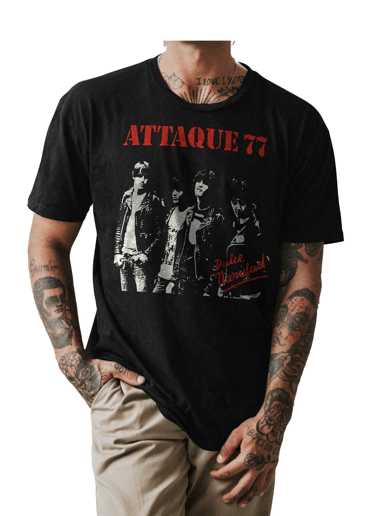 POLO CLASICO HOMBRE NEGRO ATTAQUE 77 BANDA ROCK 003 - 1