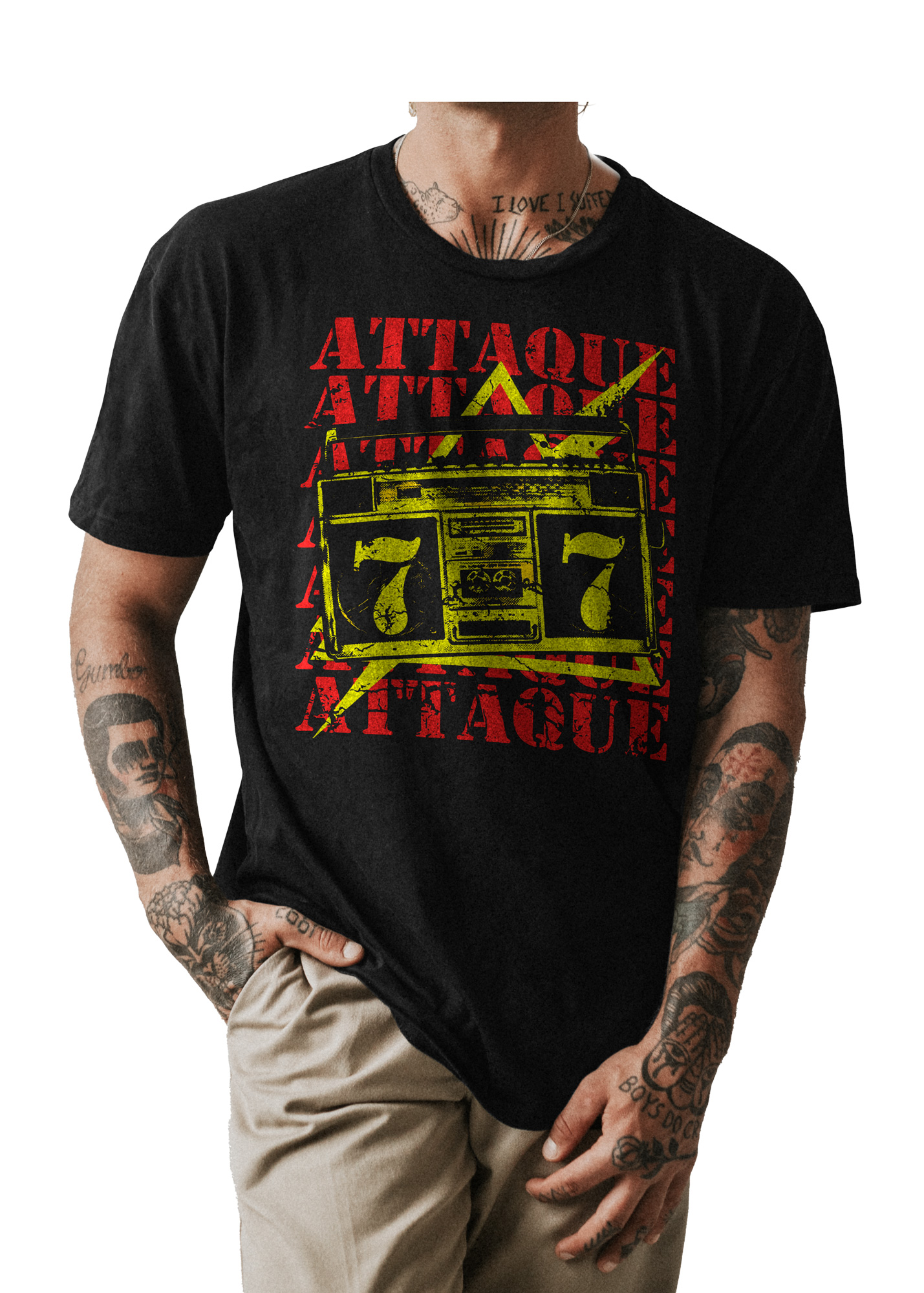POLO CLASICO HOMBRE NEGRO ATTAQUE 77 BANDA ROCK 004 - 1