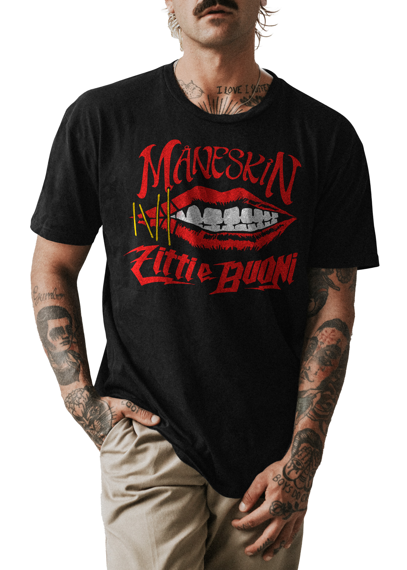 POLO CLASICO HOMBRE NEGRO BANDA ROCK MANESKIN 001 - 1
