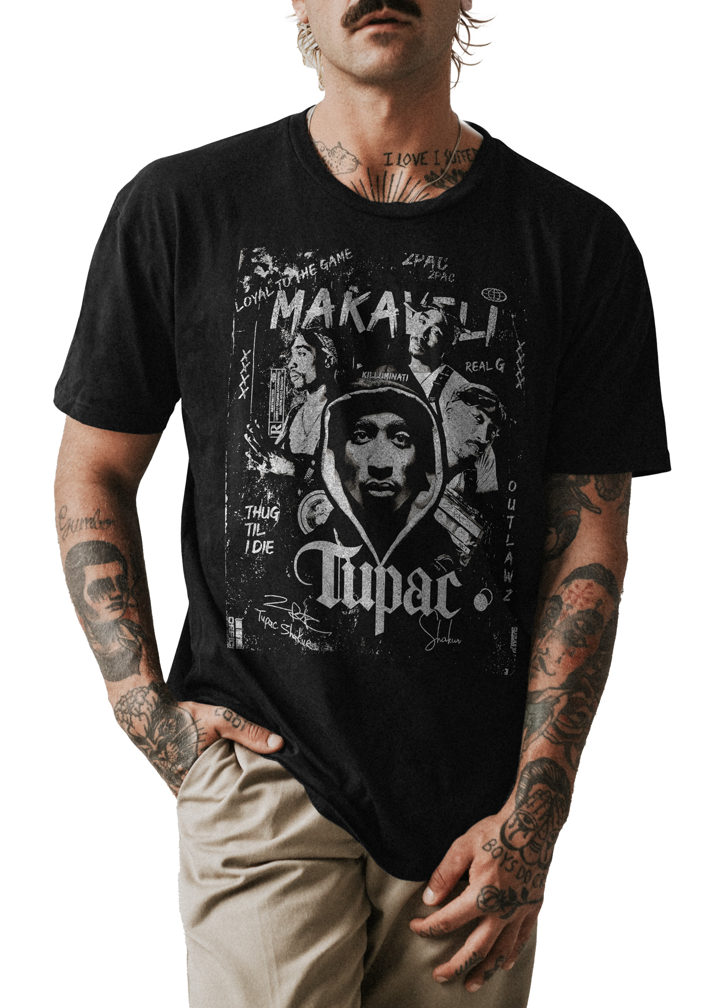 POLO CLASICO HOMBRE NEGRO RAPERO TUPAC SHAKUR 001 - 1