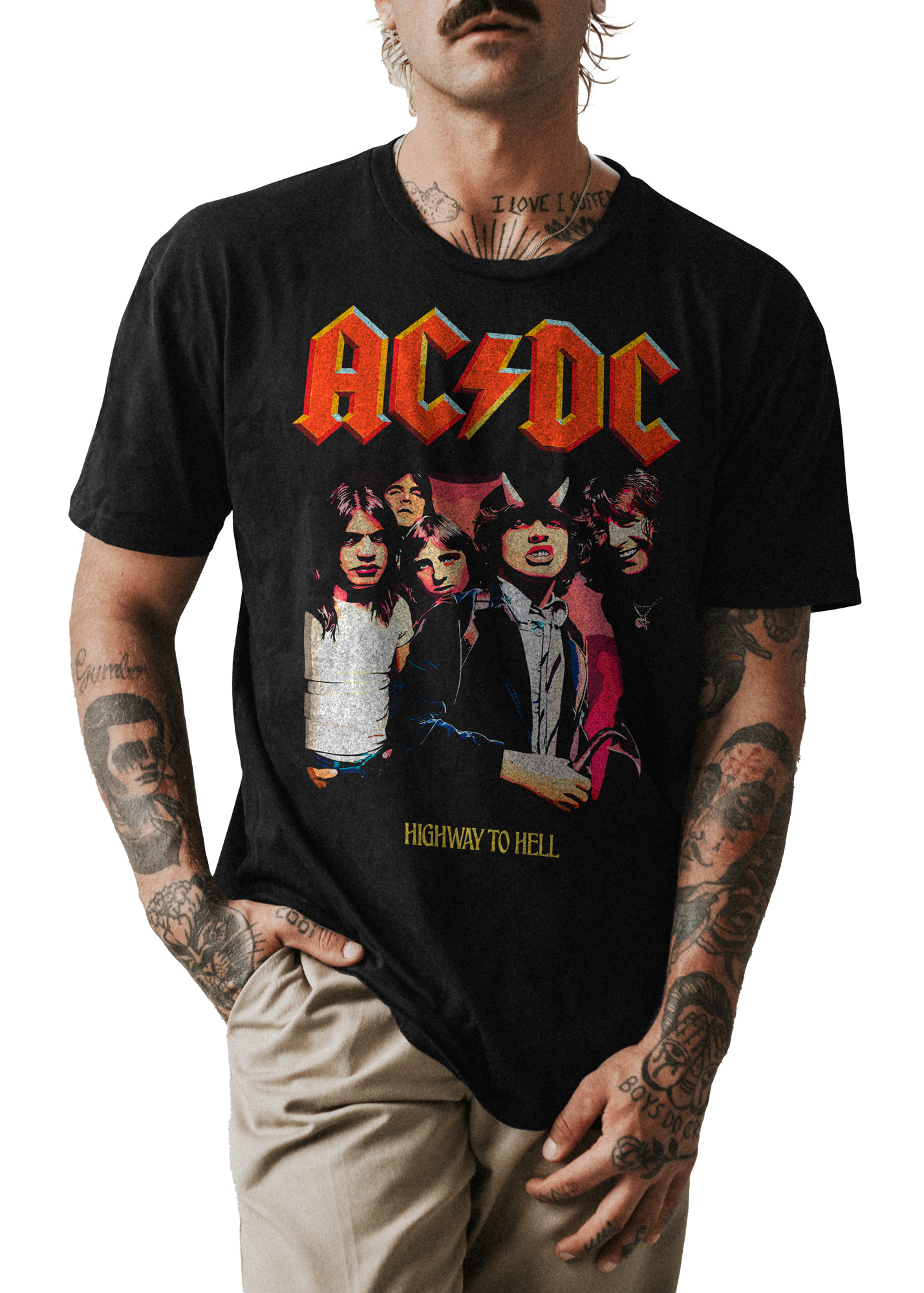POLO CLASICO HOMBRE NEGRO BANDA METAL AC/DC 006 - 1