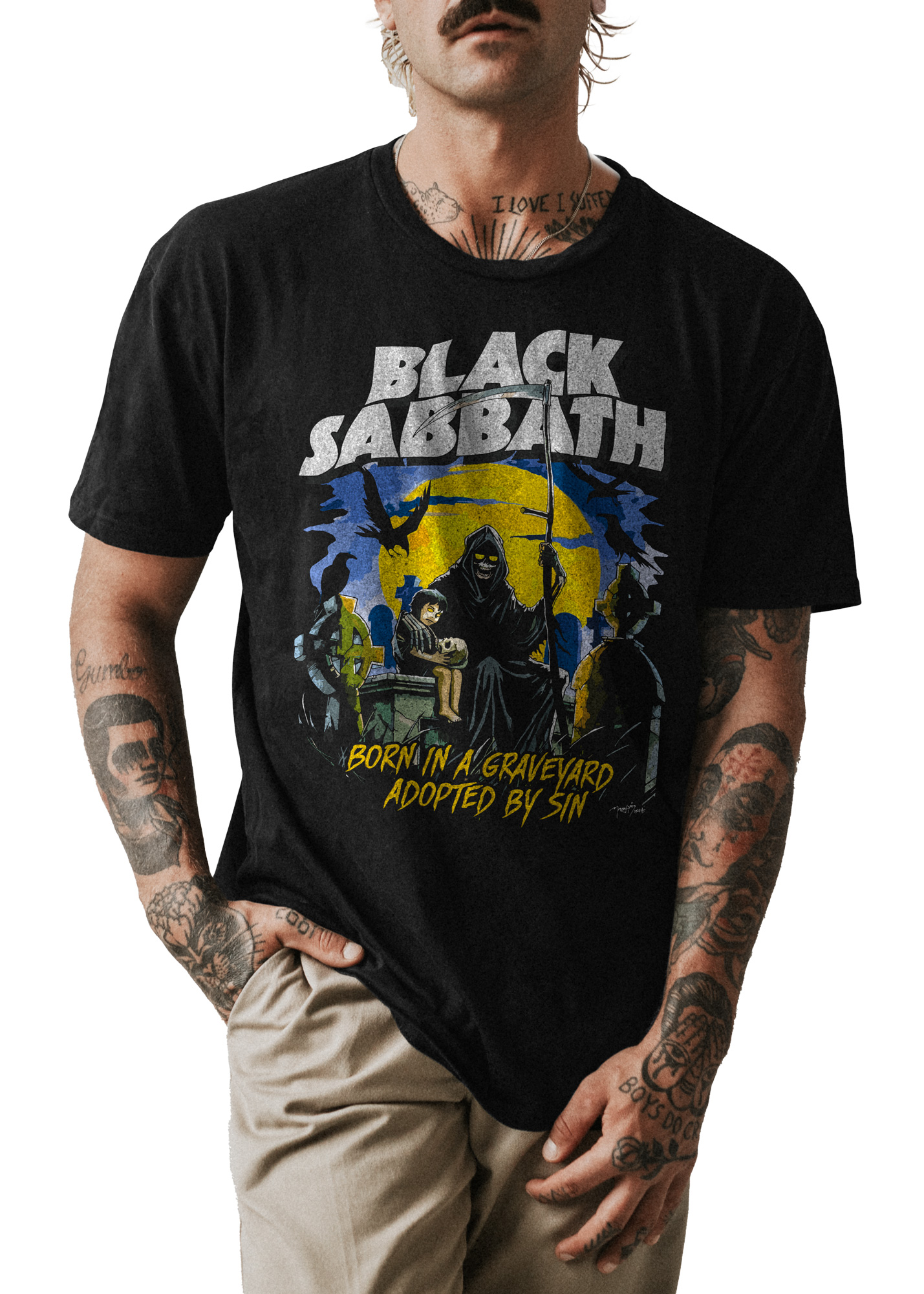 POLO HOMBRE NEGRO CLASICO BANDA METAL BLACK SABBATH 004 - 1