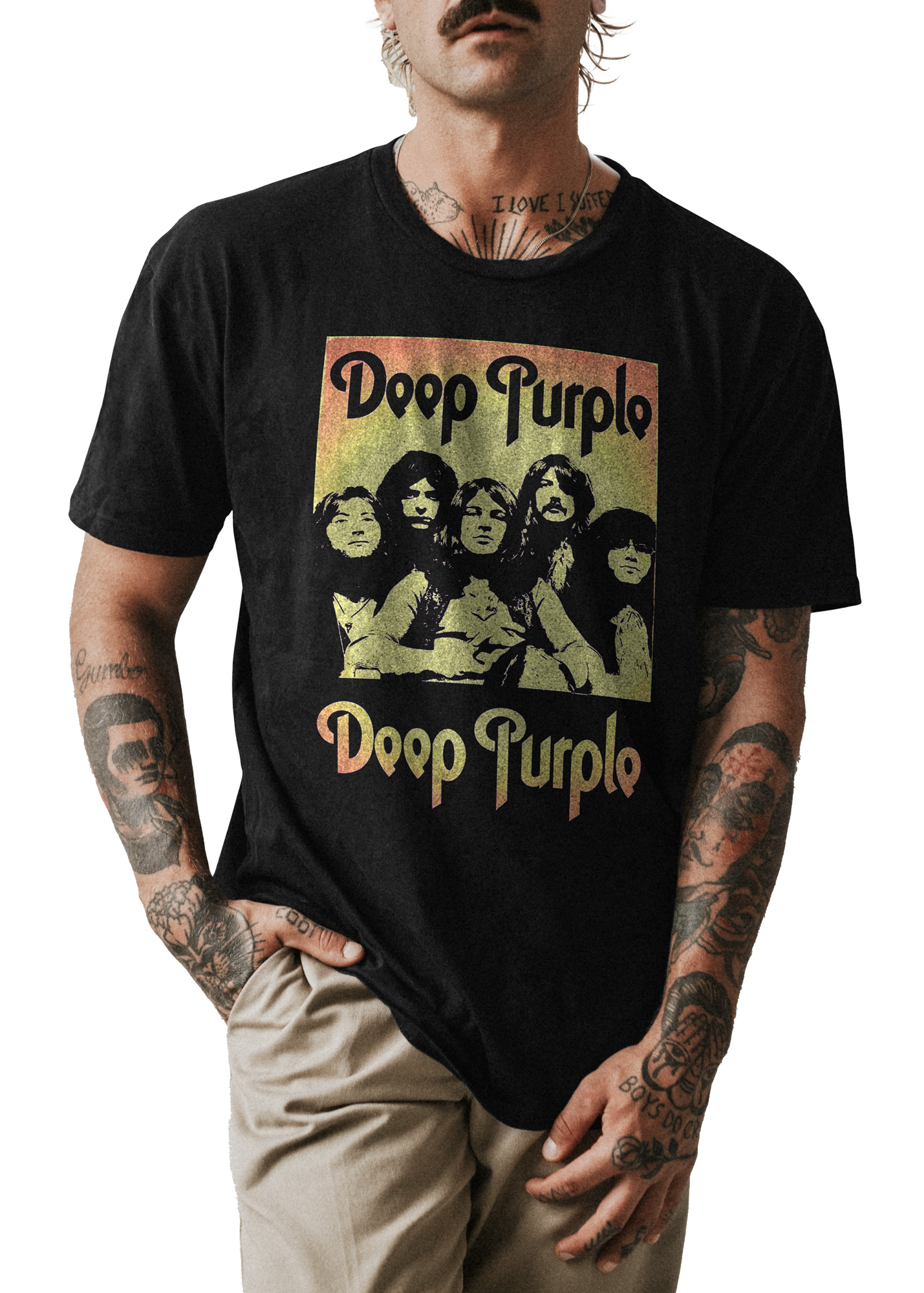 POLO HOMBRE NEGRO CLASICO BANDA ROCK DEEP PURPLE 003 - 1