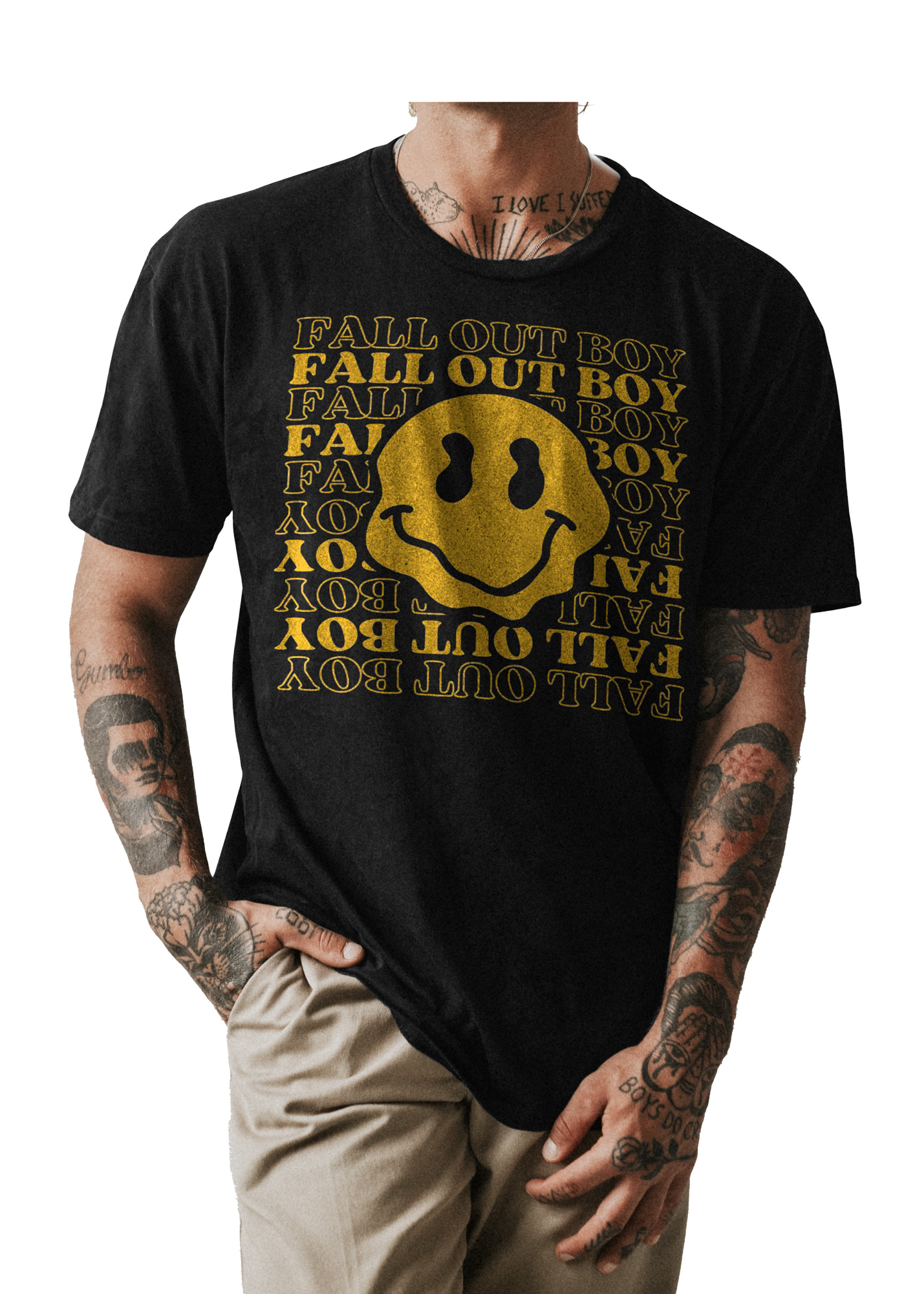POLO HOMBRE NEGRO CLASICO BANDA ROCK FALL OUT BOY 002 - 1