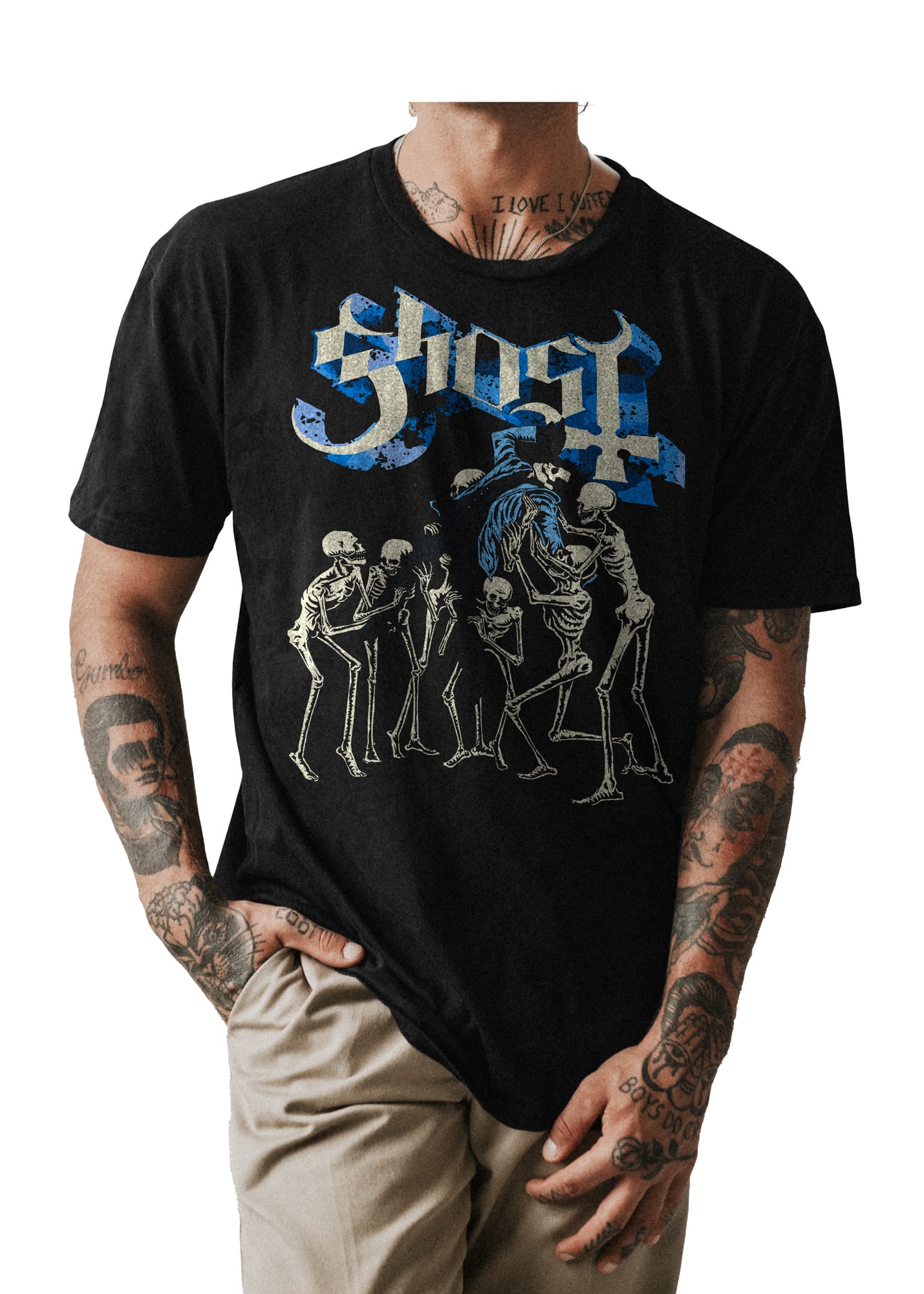 POLO HOMBRE NEGRO CLASICO BANDA METAL GHOST 005 - 1