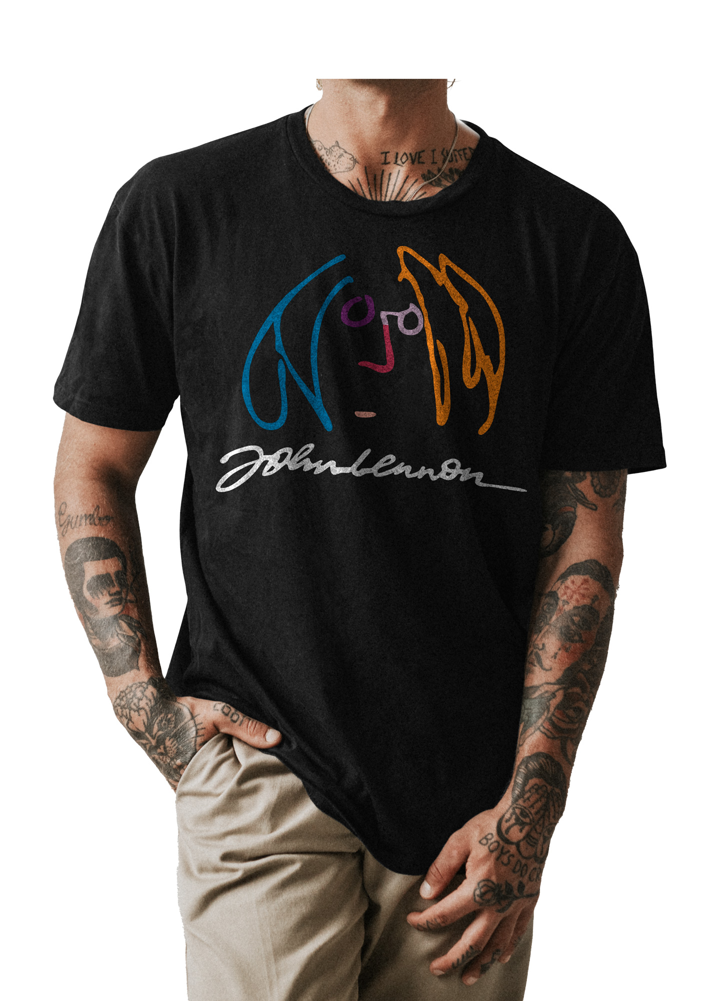 POLO HOMBRE NEGRO CLASICO CANTANTE JOHN LENNON 002 - 1