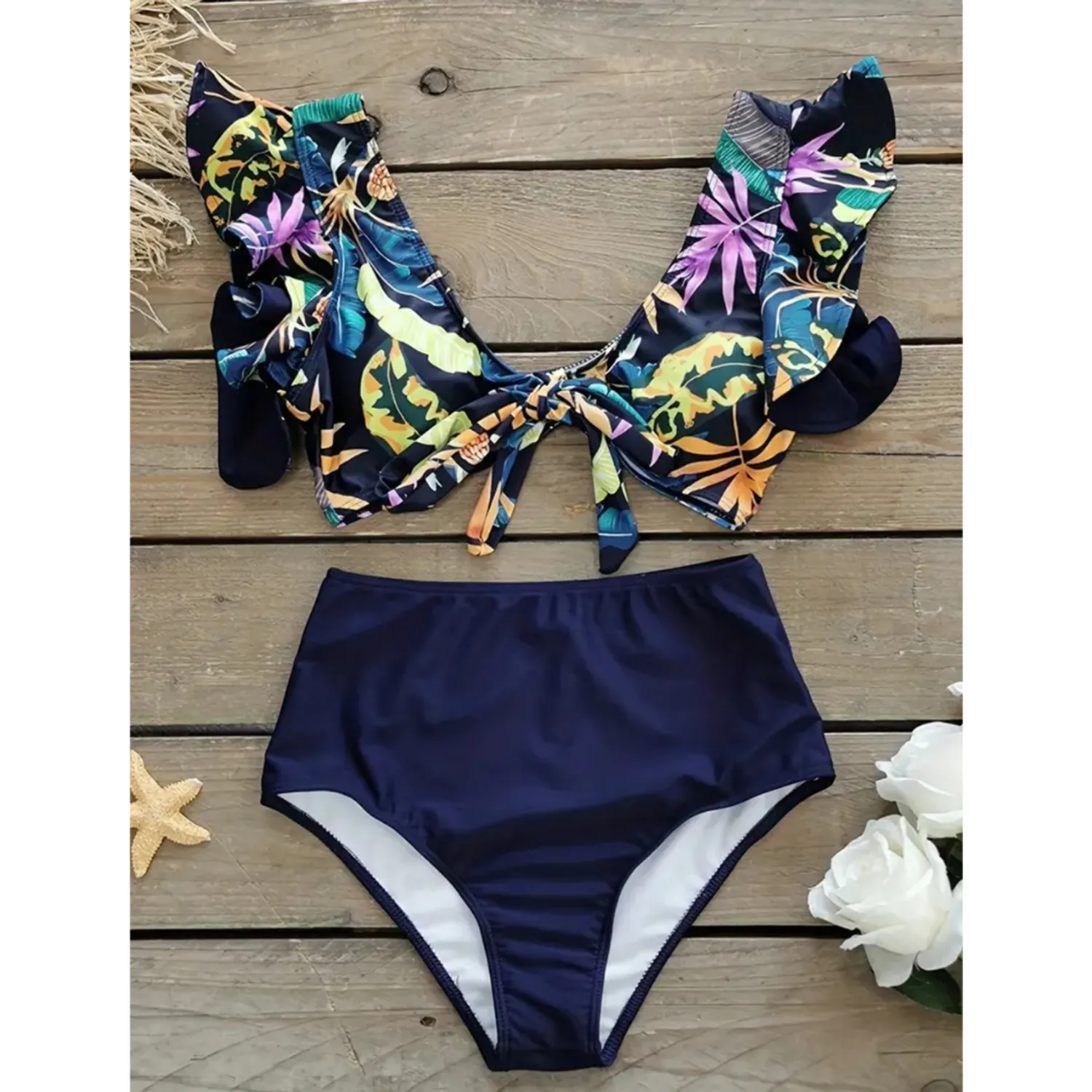 PUERTO MELÓN | BIKINI TIRO ALTO COLOR AZUL CON COPA Y FORRO INTERNO - 3