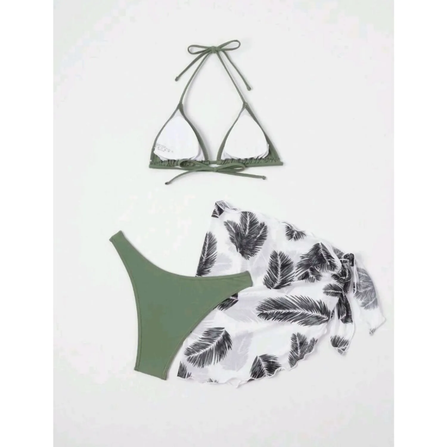 PUERTO MELÓN | BIKINI 3 PIEZAS VERDE CON PAREO - INCLUYE COPA Y FORRO INTERNO - 2