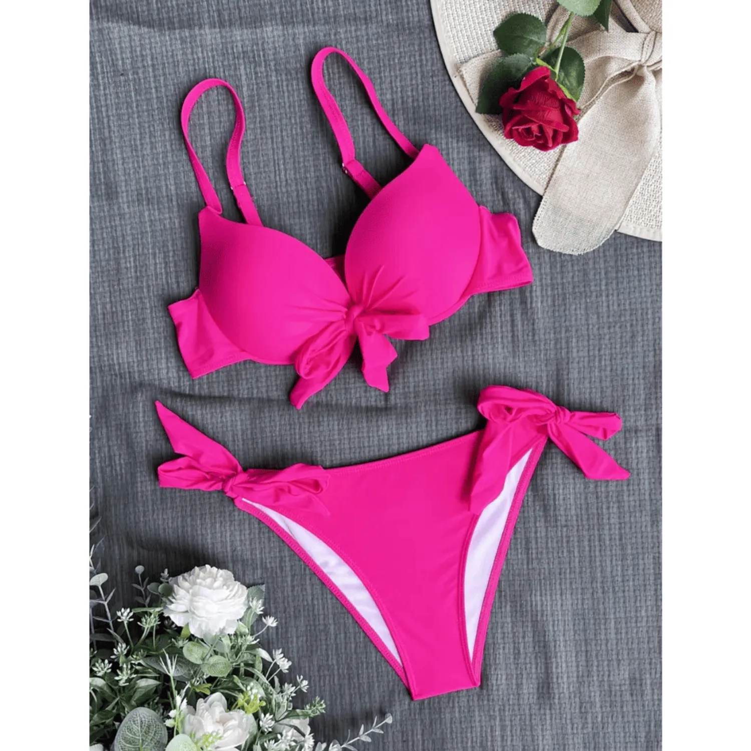 PUERTO MELÓN | BIKINI DOS PIEZAS FUCSIA CON ARO Y FORRO INTERNO - 4
