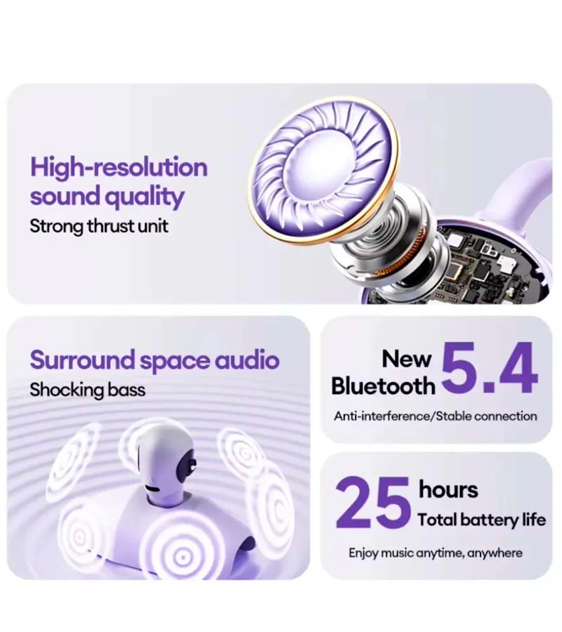 AUDIFONO LENOVO OWS EARBUDS LK6 25HRS TACTIL - ROSADO - 5