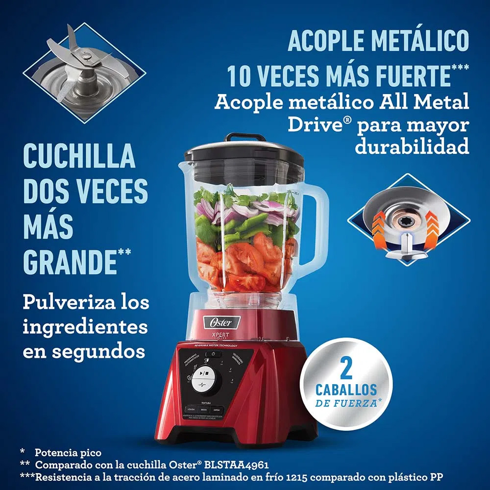 LICUADORA OSTER BLST3B-RPG-053 XPERT SERIES BLST3BRPG CON CONTROL TEXTURA - 4