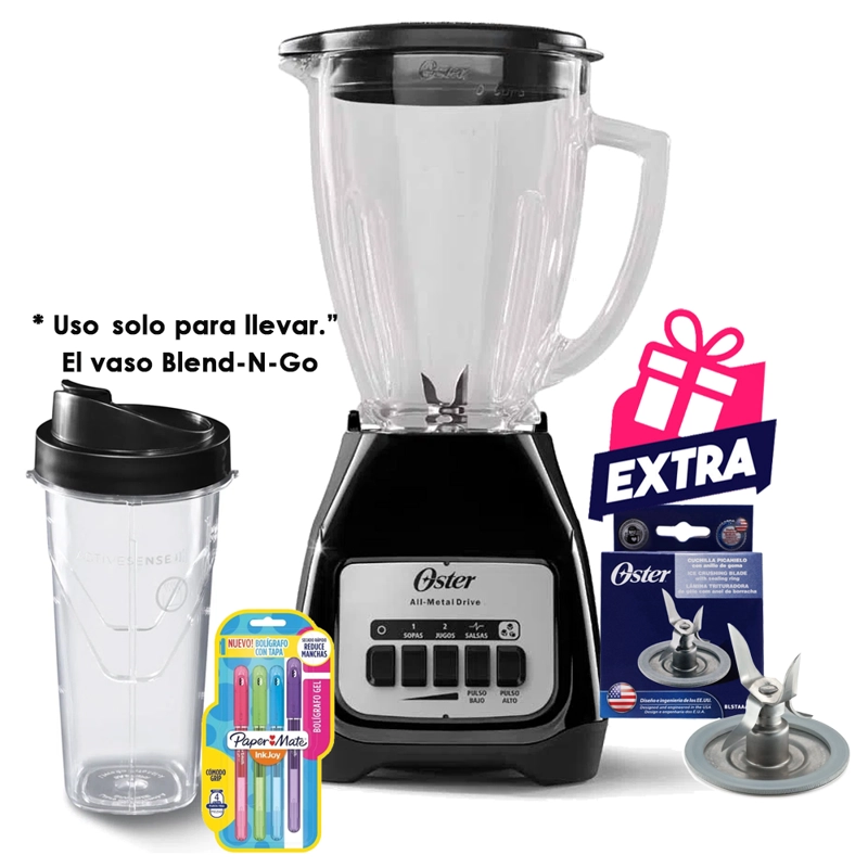 LICUADORA OSTER BLSTKAG-BPB  NEGRO MAS VASO BLEND-N-GO DE TRITAN MAS CUCHILLA 4 ASPAS - 1