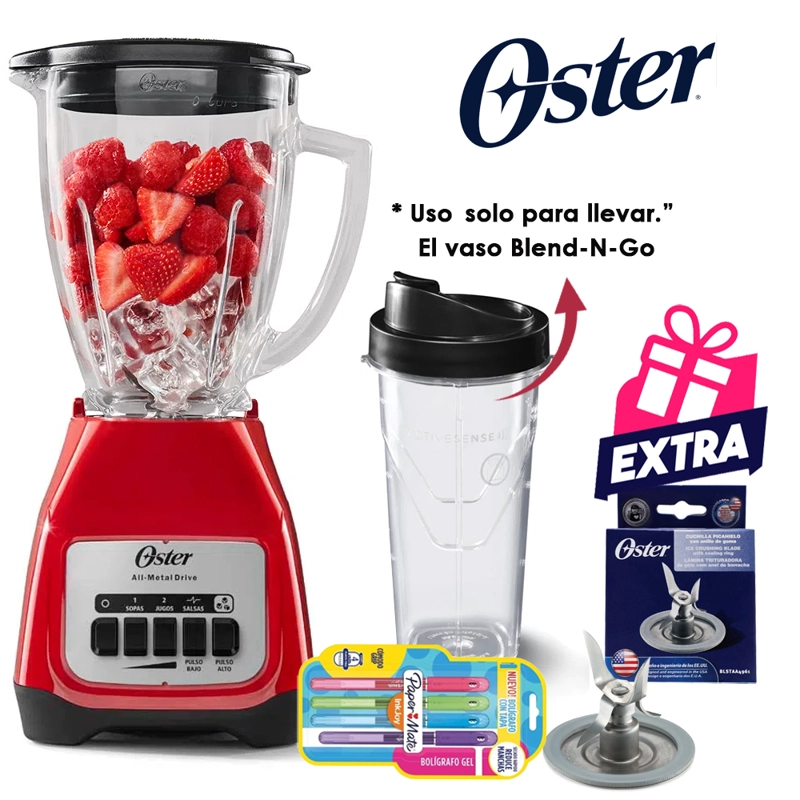 LICUADORA OSTER BLSTKAGRPB VASO DE VIDRIO ROJO - 1