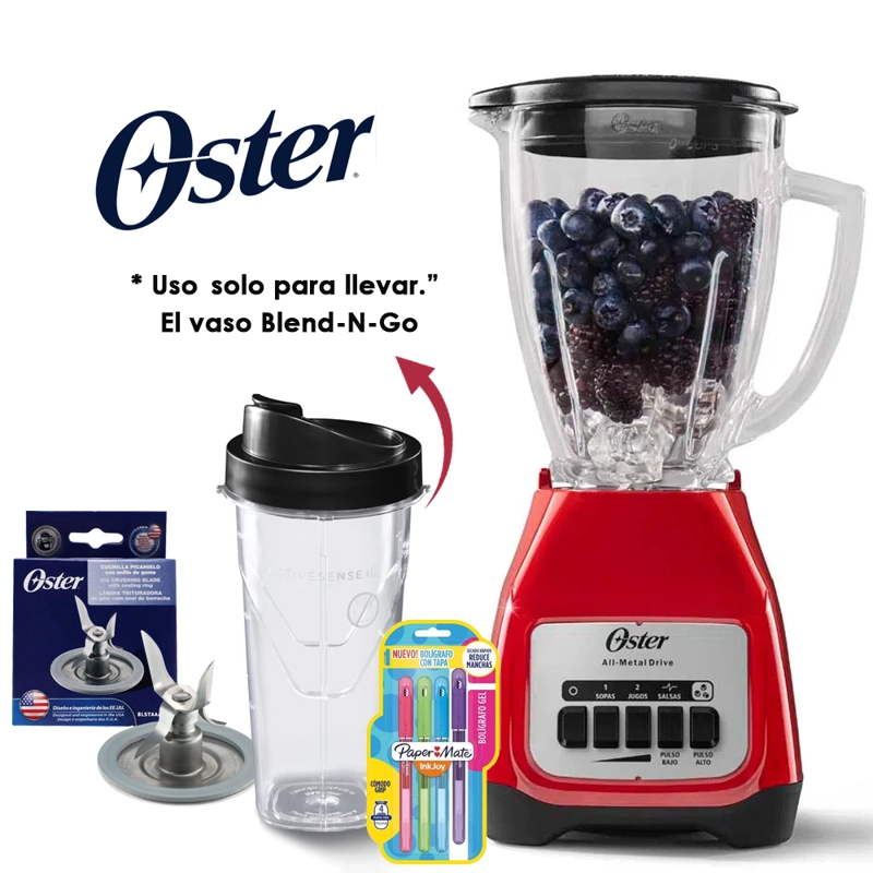 LICUADORA OSTER BLSTKAGRPB VASO DE VIDRIO ROJO - 2