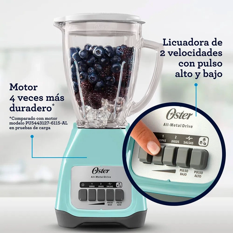 LICUADORA OSTER BLSTKAGVPB 2 VELOCIDADES MAS PULSO - 4