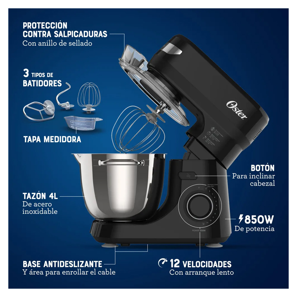 BATIDORA PLANETARIA OSTER FPSTSMPL2B BOLW 4L 850W - 4