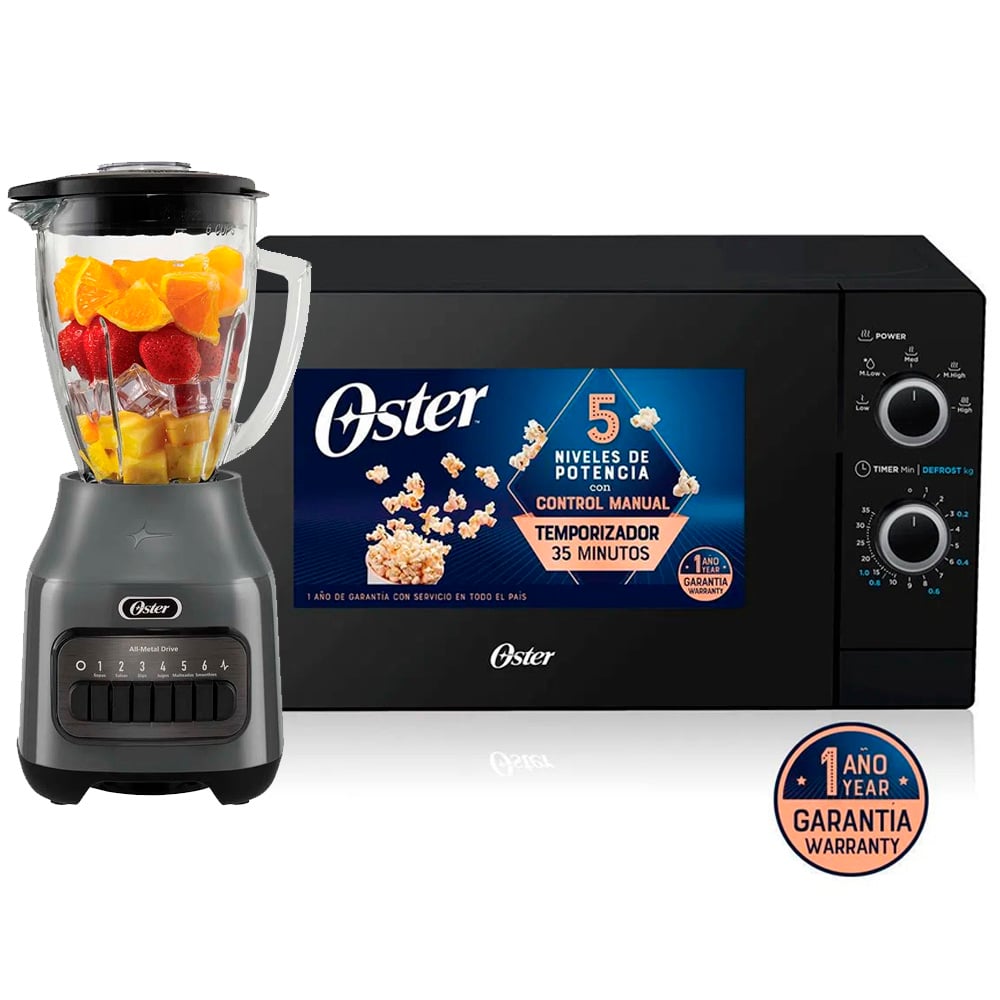 COMBO LICUADORA OSTER 6 VELOCIDADES BLSTPEG-GPB MÀS HORNO MICROONDAS 20 LITROS POGM3702 - 1
