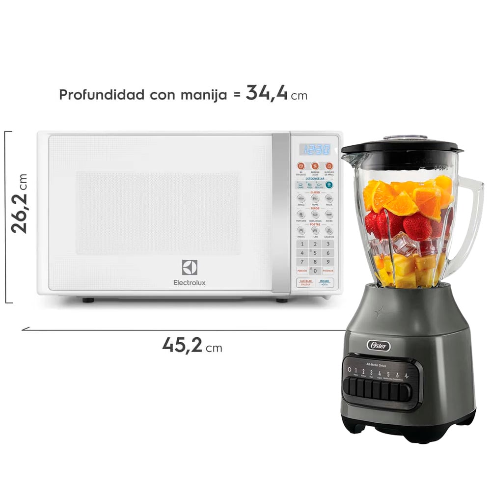 COMBO LICUADORA 6 VEL. OSTER BLSTPEG-GPB MÀS HORNO MICROONDAS 17L EMDO17S2GSRUW ELECTROLUX - 2