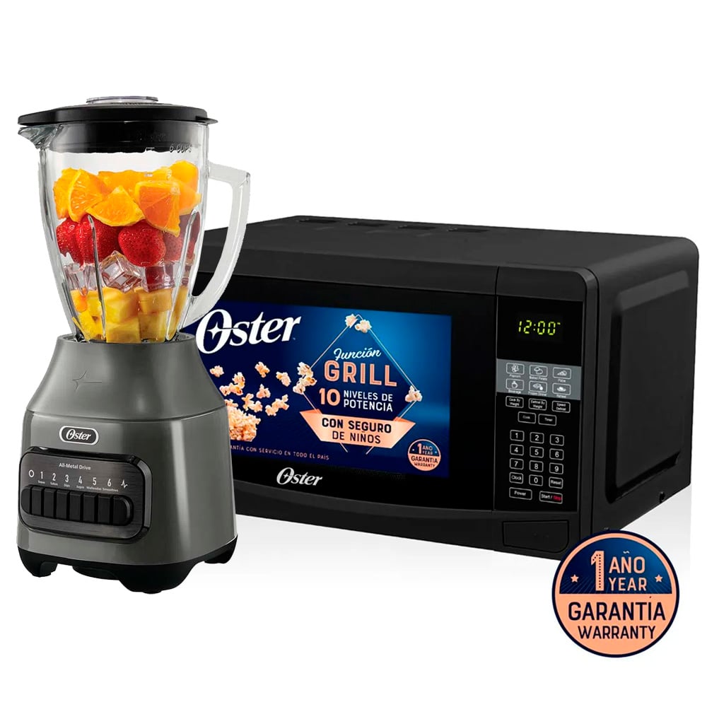 COMBO LICUADORA OSTER 1.5 LITROS BLSTPEG-GPB MÀS HORNO MICROONDAS POGKEW2702G DIGITAL 20 LITROS - 1