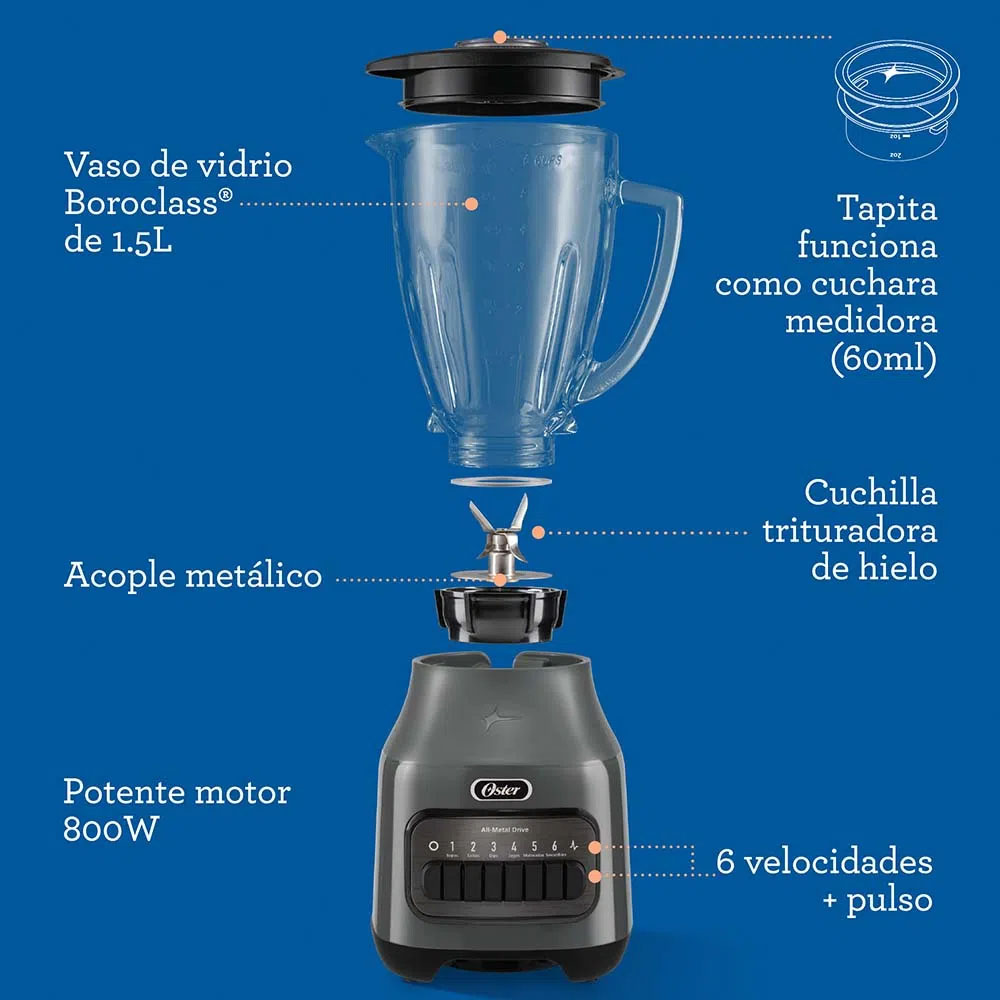 COMBO OSTER LICUADORA BLSTPEG-GPB  VASO DE VIDRIO + BATIDORA DE MANO TECNOLOGÍA HEATSOFT FPSTHMAMR - 6