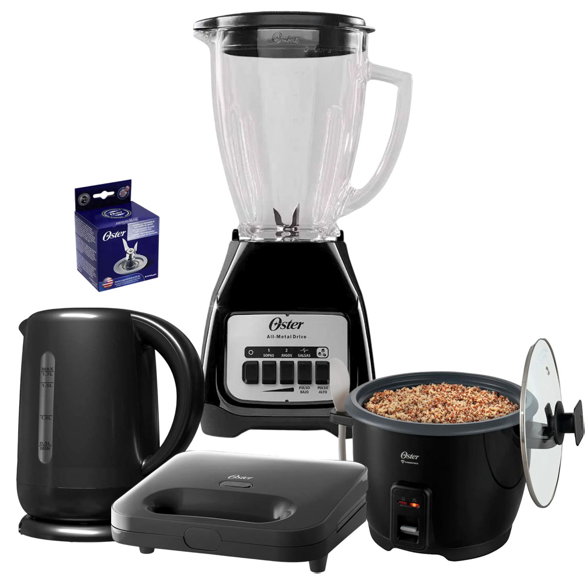 KIT OSTER LICUADORA+ARROCERA+HERVIDOR+ SANDWICHERA - 1