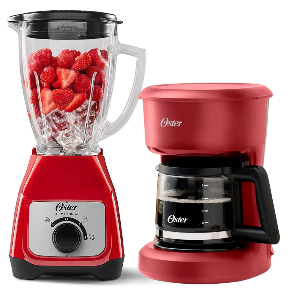 COMBO OSTER LICUADORA BLSTKAG-RRD VASO DE VIDRIO MAS CAFETERA DE 5 TAZAS - 1