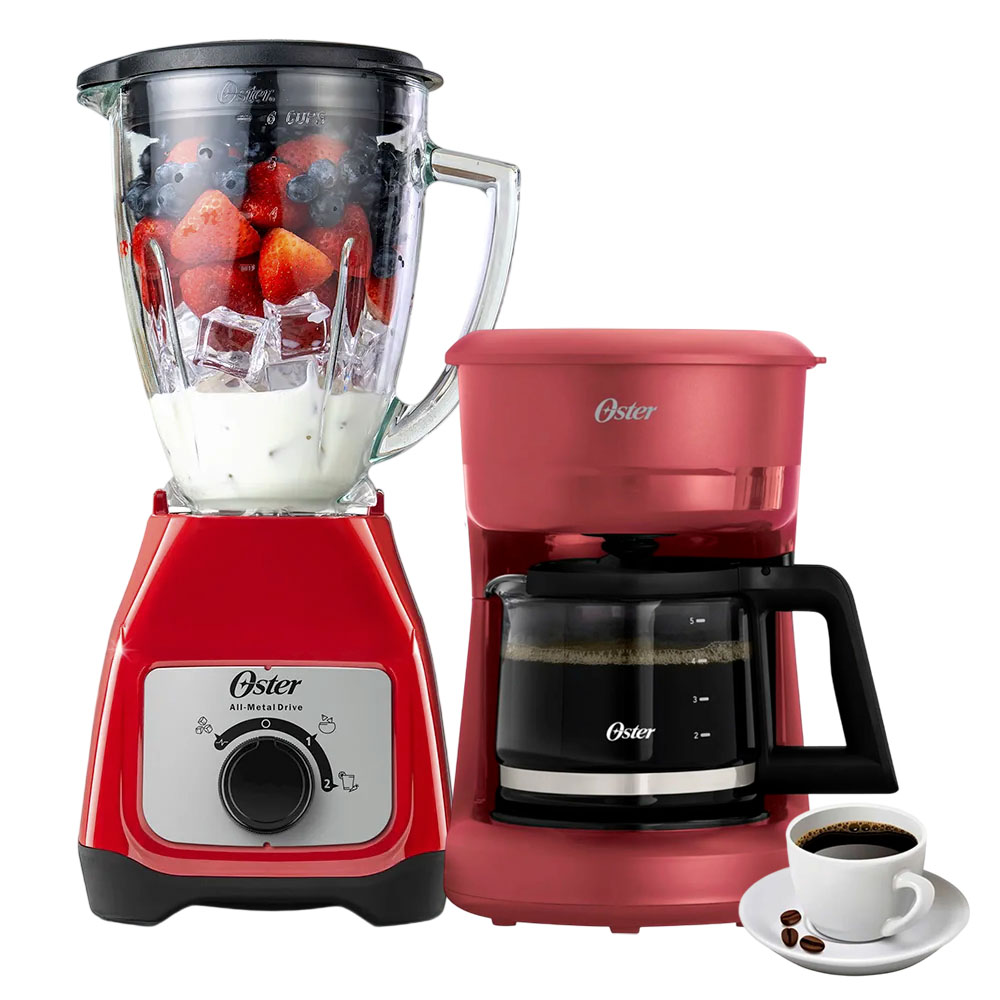 COMBO OSTER LICUADORA BLSTKAG-RRD VASO DE VIDRIO MAS CAFETERA DE 5 TAZAS - 2