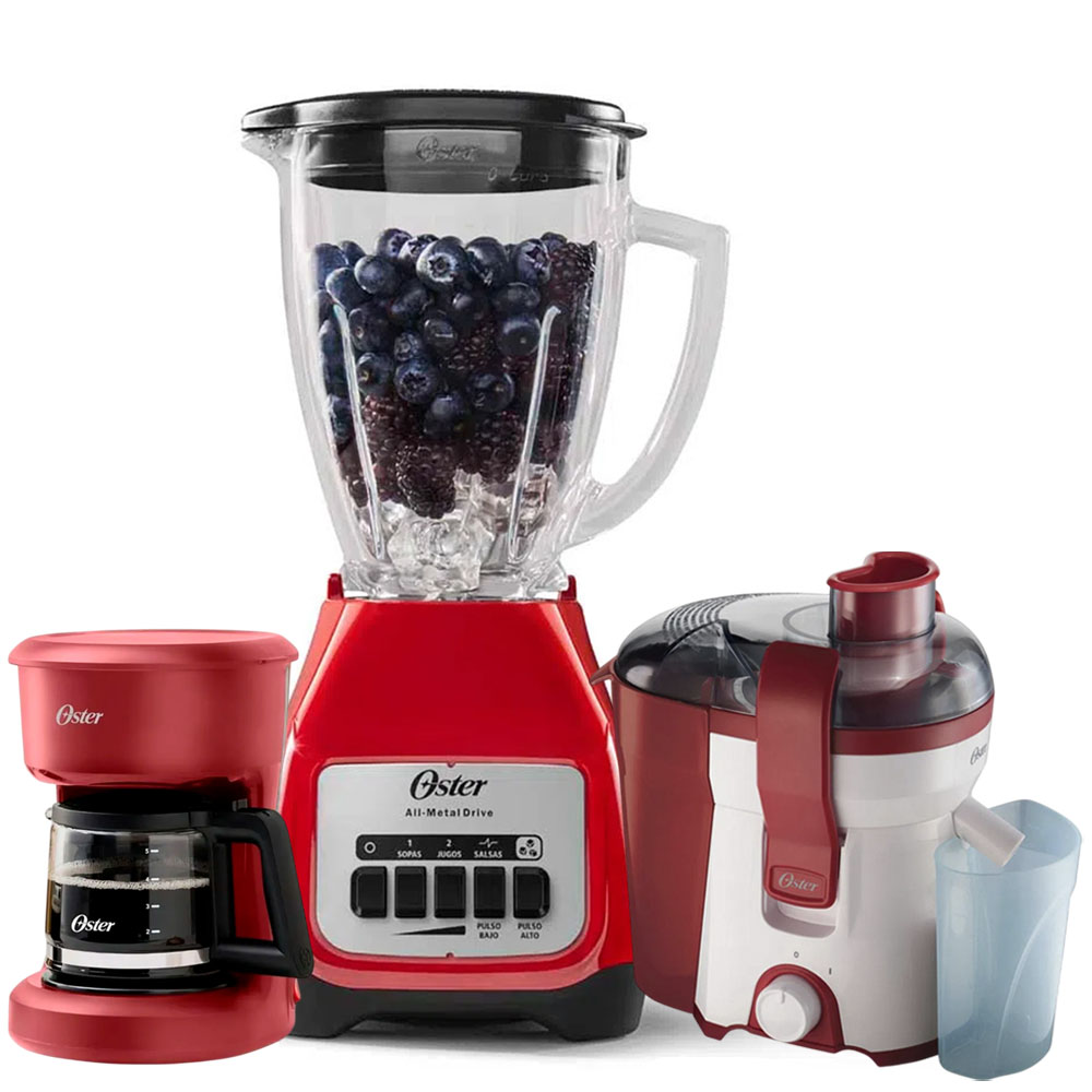 TRICOMBO OSTER LICUADORA BLSTKAG-RPB + CAFETERA CON FILTRO + EXTRACTOR - 1