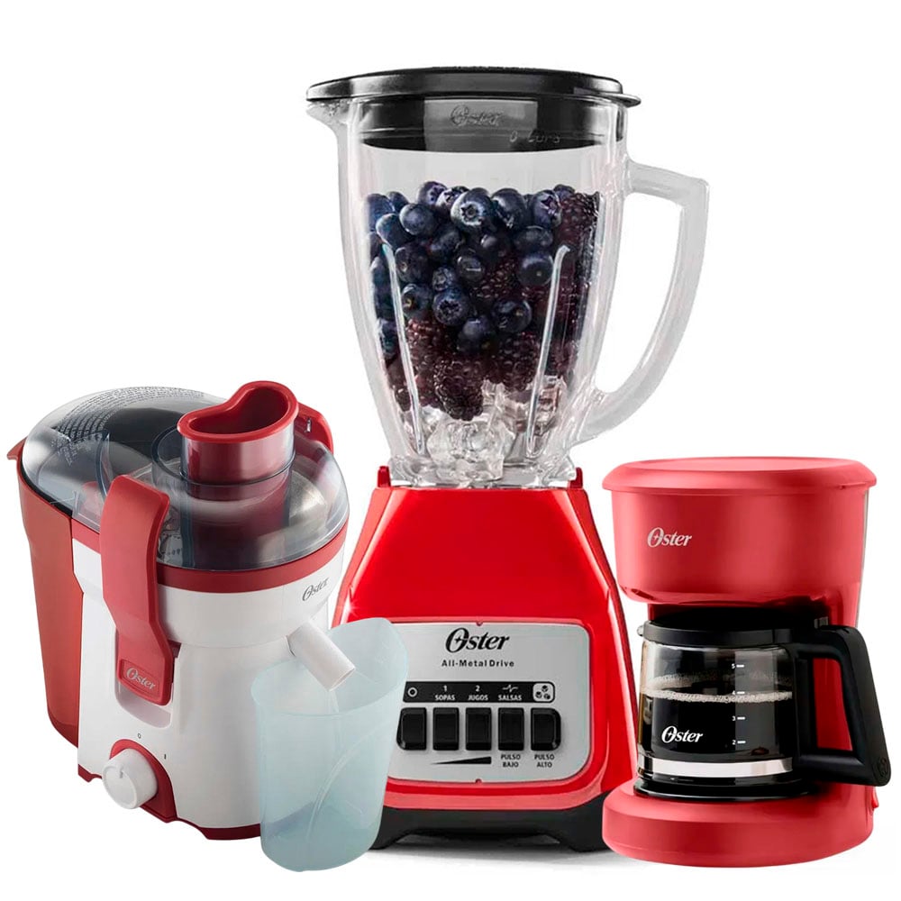 TRICOMBO OSTER LICUADORA BLSTKAG-RPB + CAFETERA CON FILTRO + EXTRACTOR - 2