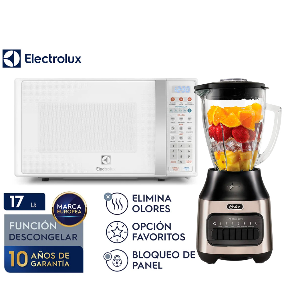 COMBO LICUADORA 6 VEL. OSTER BLSTPEG-NPB + HORNO MICROONDAS 17L EMDO17S2GSRUW  ELECTROLUX - 1
