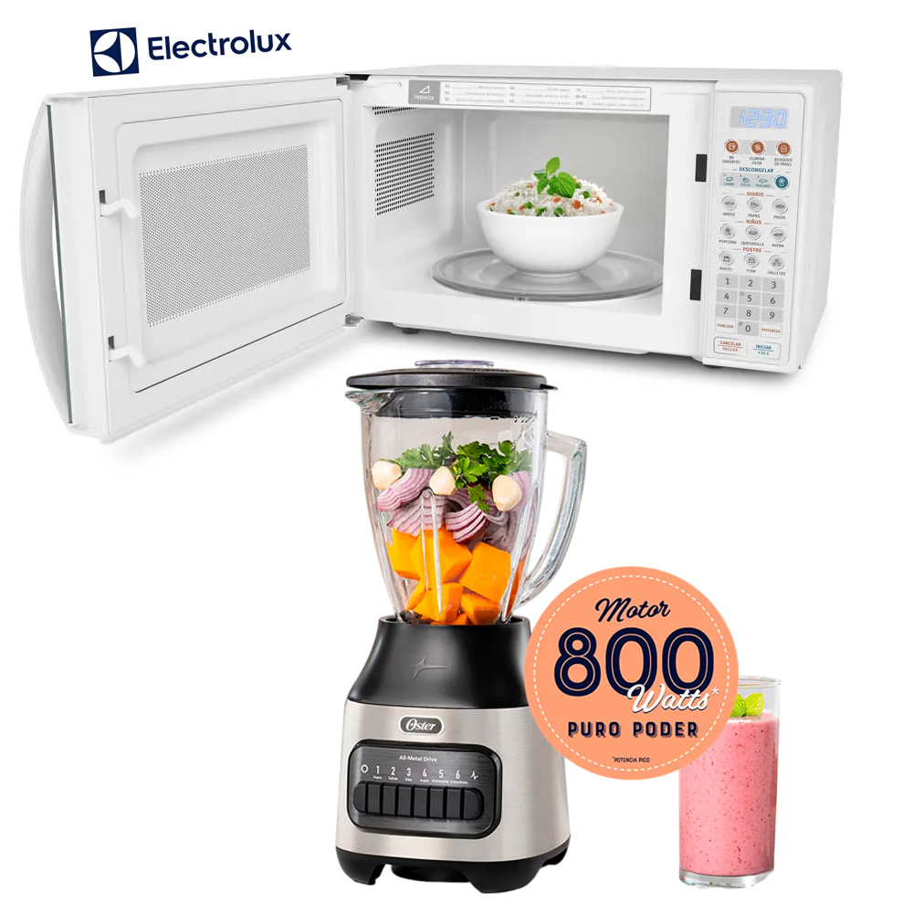 COMBO LICUADORA 6 VEL. OSTER BLSTPEG-NPB + HORNO MICROONDAS 17L EMDO17S2GSRUW  ELECTROLUX - 2