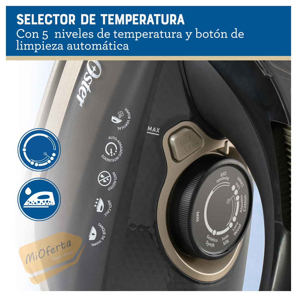 COMBO LICUADORA OSTER BLSTPEG-NPB 6 VELOCIDADES + PLANCHA SUELA DE CERÀMICA GCSTPX9000B - 9