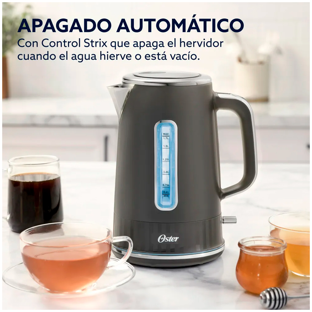 HERVIDOR ELÉCTRICO OSTER 1.7 LITROS BVSTKT8107GR ILUMINACION AL HERVIR - 4